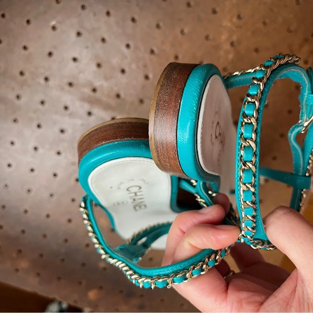 Taking offers! Tiffany blue Chanel sandals 38